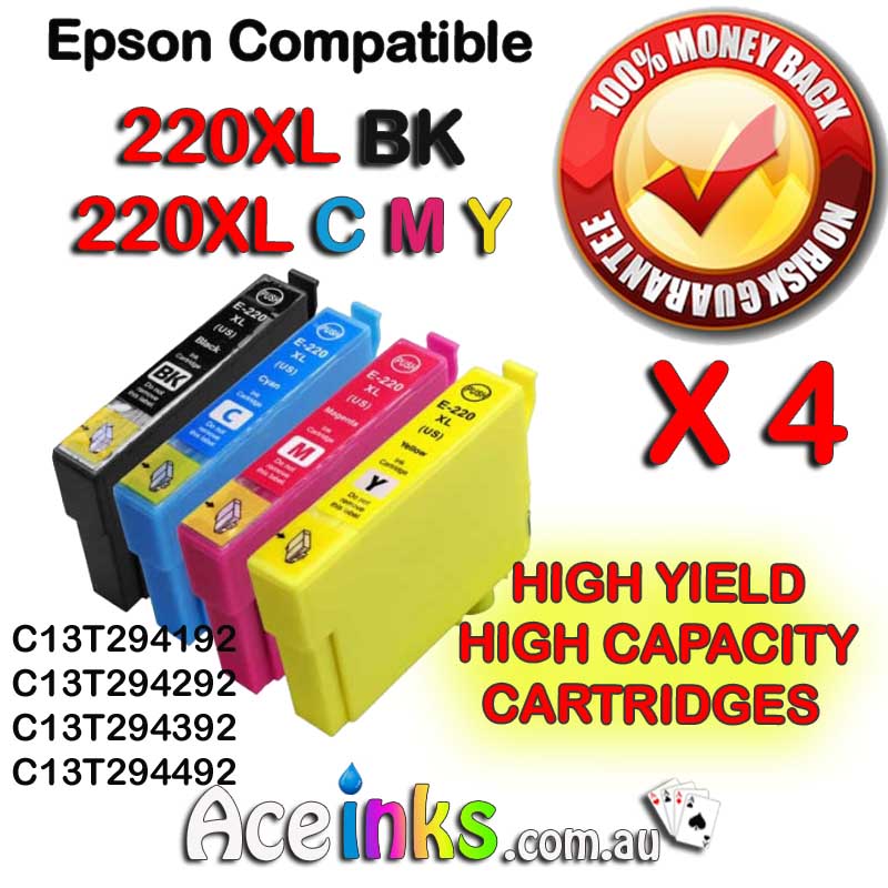 4 Pack Combo Compatible EPSON #220XL BK C/M/Y